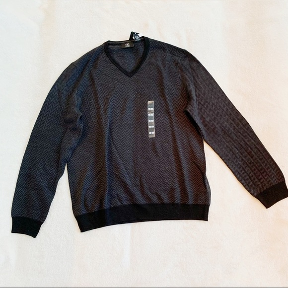 NWT Calvin Klein CK Wool V Neck Sweater Gray L - Picture 2 of 9